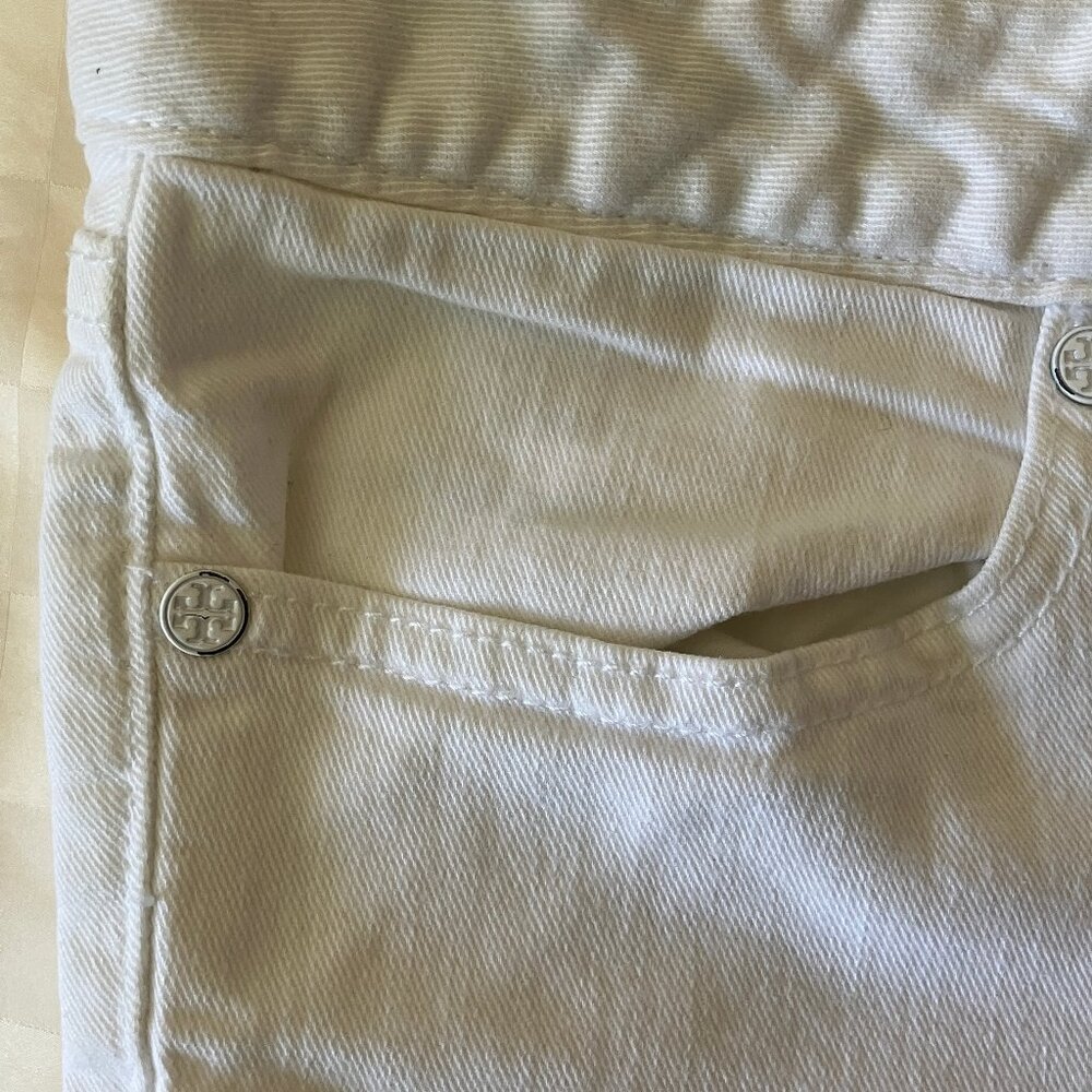 TORY BURCH  Cropped Skinny White Jeans 4 Pockets Size 28 - Picture 14 of 14